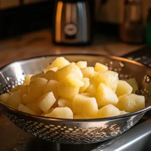 Creamy American Potato Salad in a large serving dish, with perfectly boiled potatoes, hard-boiled eggs, and a generous dollop of mayonnaise dressing.