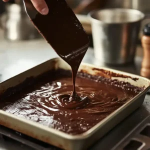 A close-up of Homemade Brownies topped with chocolate chips, highlighting their soft, moist texture and rich flavor.