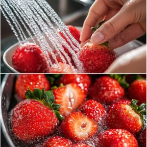 A classic dessert, Strawberries Romanoff, featuring fresh strawberries coated in a light, creamy sauce with hints of orange liqueur, served elegantly in a glass bowl.