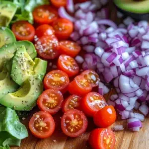 A fresh, healthy Spicy Southwest Salad with a mix of greens, black beans, corn, and a spicy, tangy dressing.