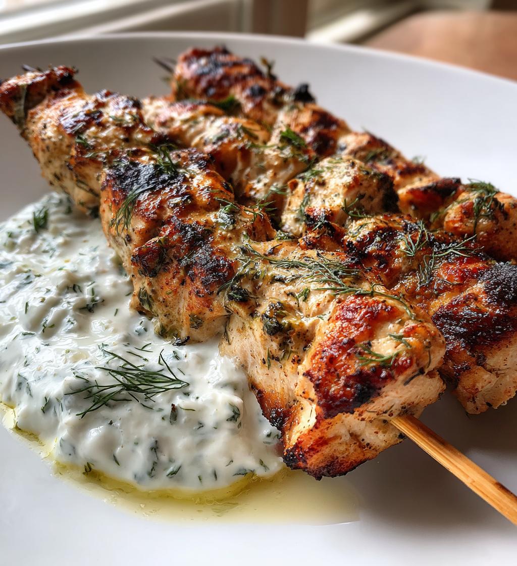 Grecki kurczak souvlaki z sosem tzatziki