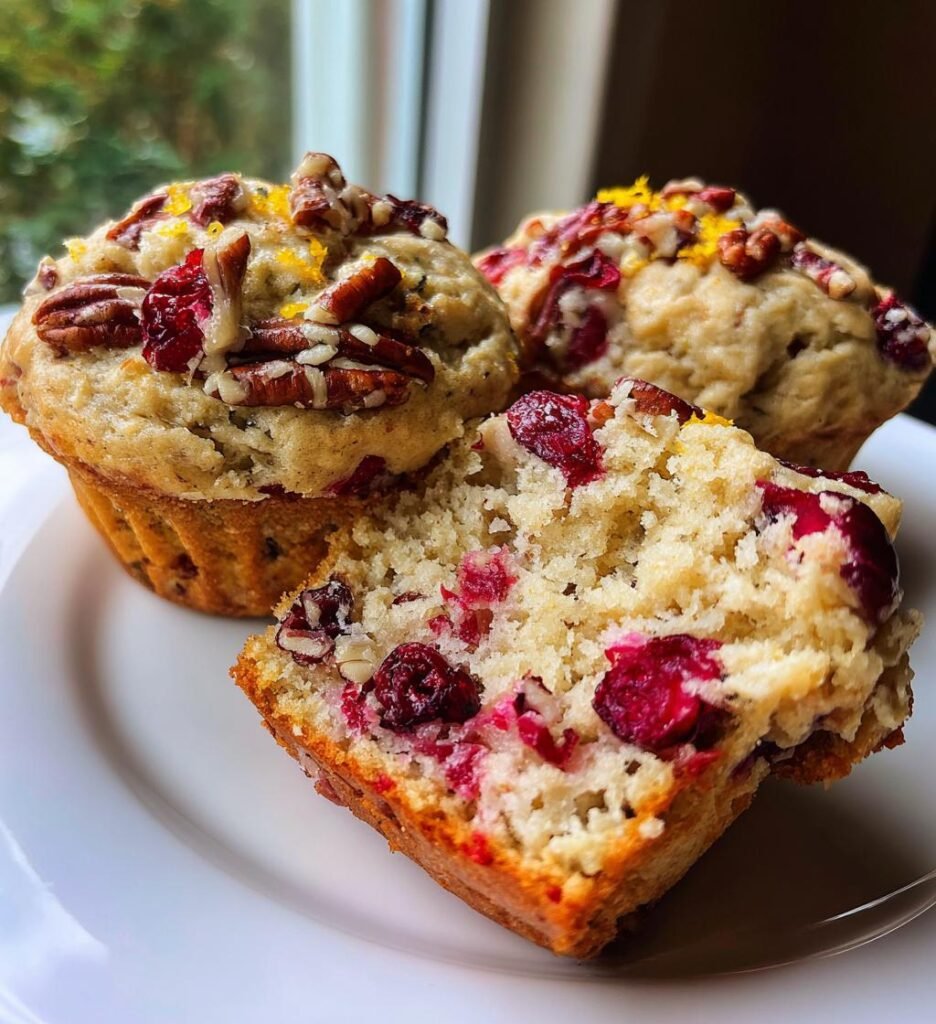 Muffinki z żurawiną, pomarańczą i orzechami pekan (Paleo – bez zbóż)