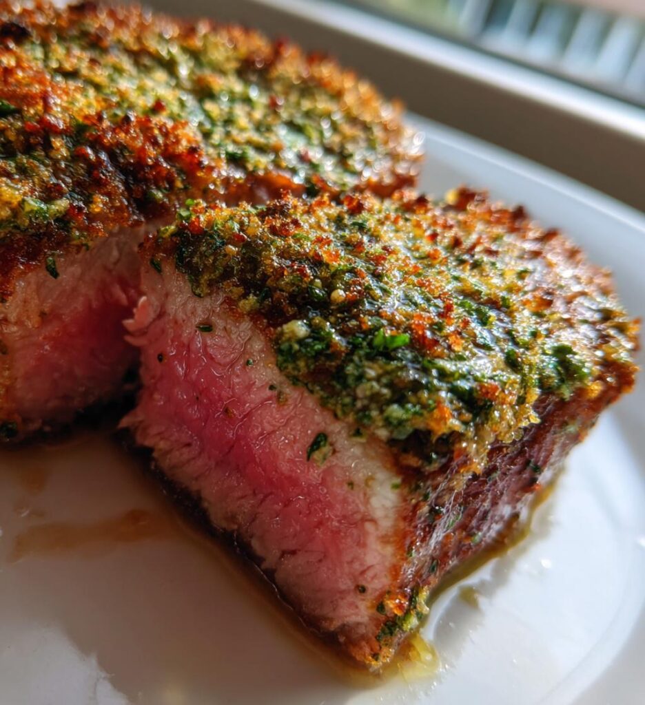 Stek w panierce z pesto