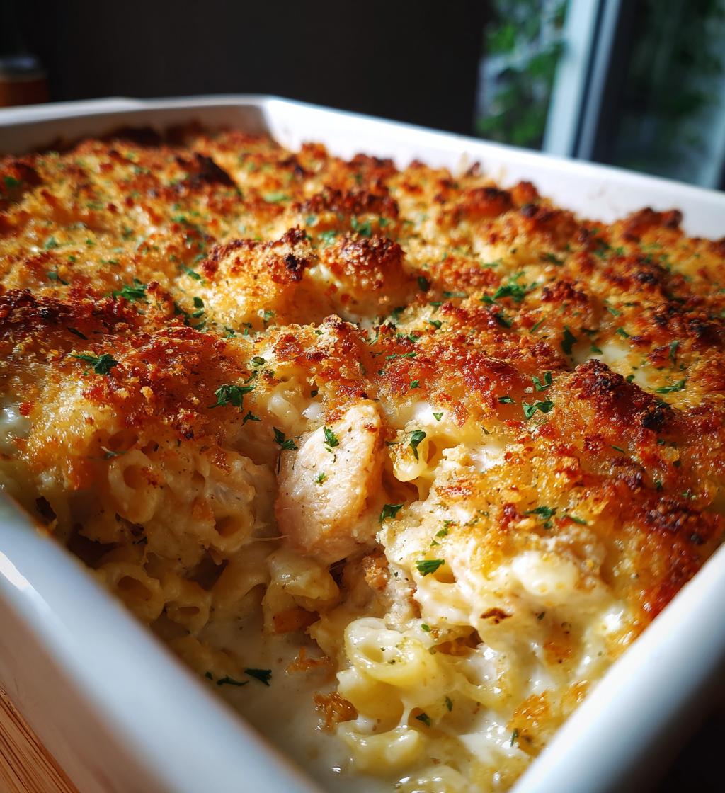 kyckling alfredo pasta gratin recept - detail 1