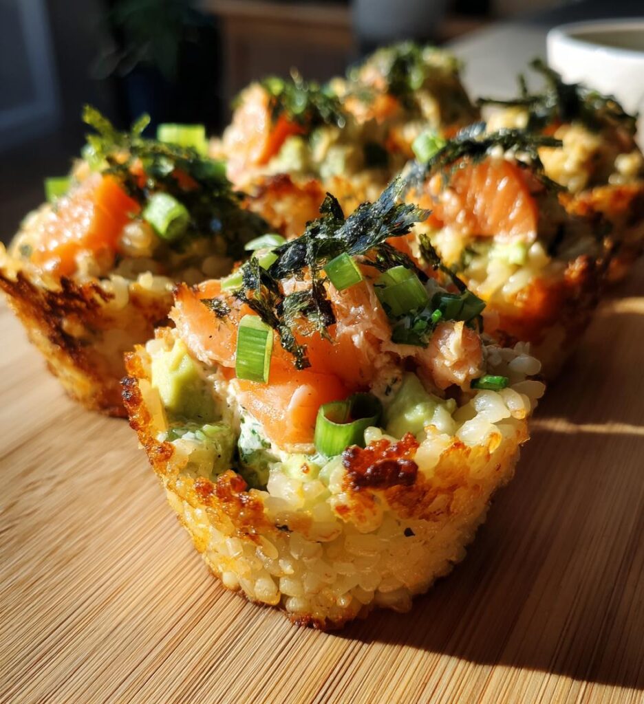baked salmon sushi cups