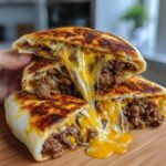 cheesy beef and mushroom pita pockets