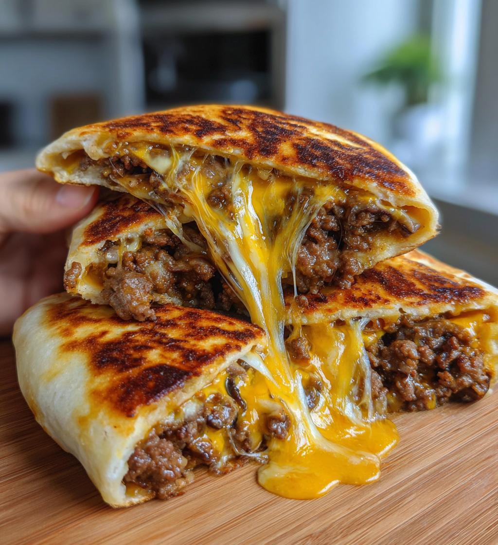 cheesy beef and mushroom pita pockets