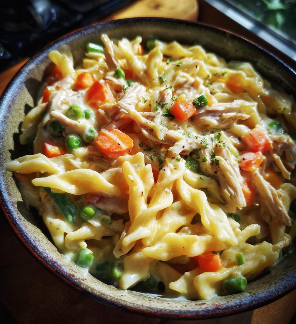 creamy chicken pot pie pasta