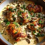 creamy garlic mushroom chicken thighs