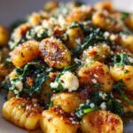crispy gnocchi with spinach and feta