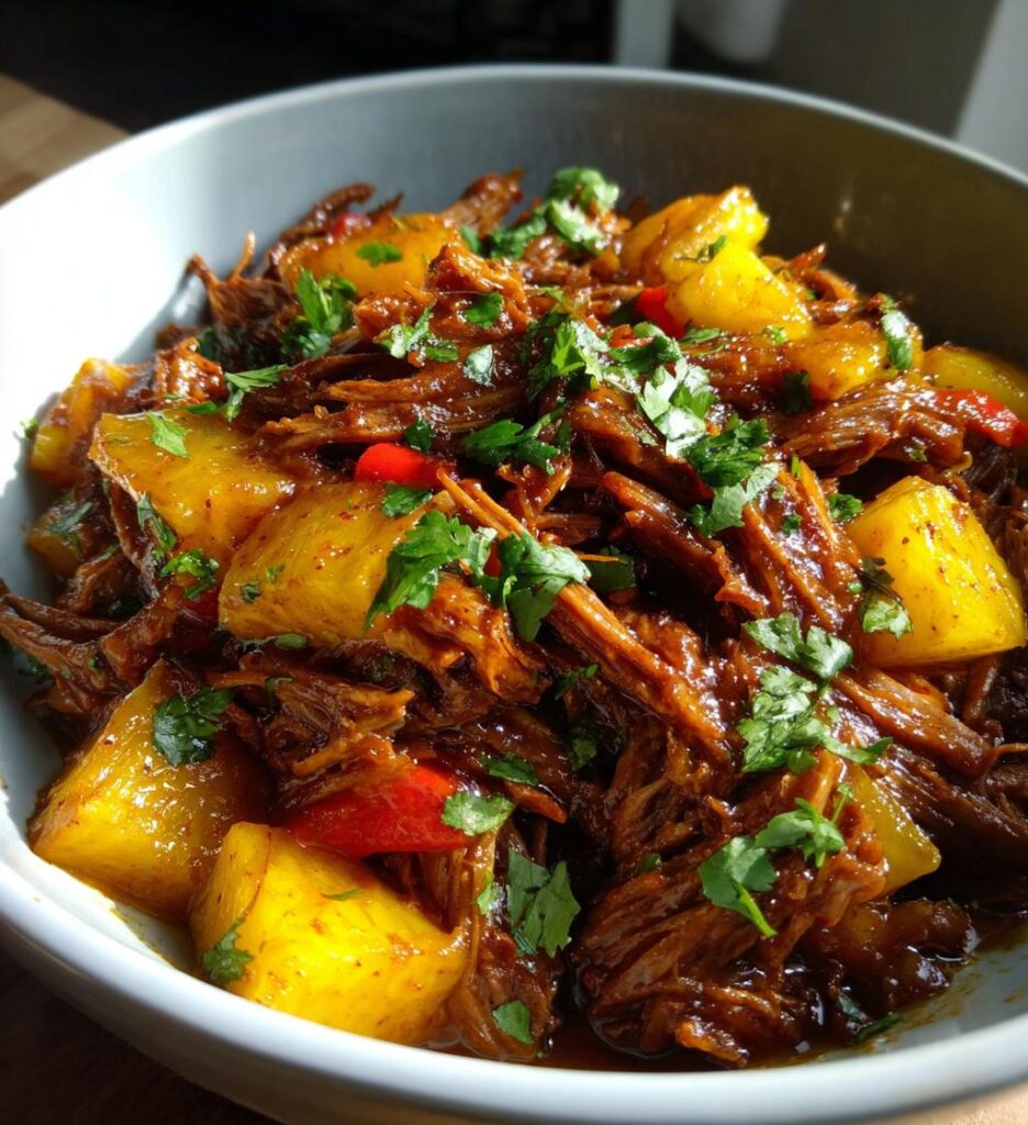 crockpot chipotle pineapple pot roast bowl