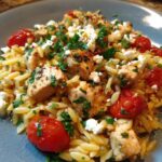 high protein mediterranean chicken orzo