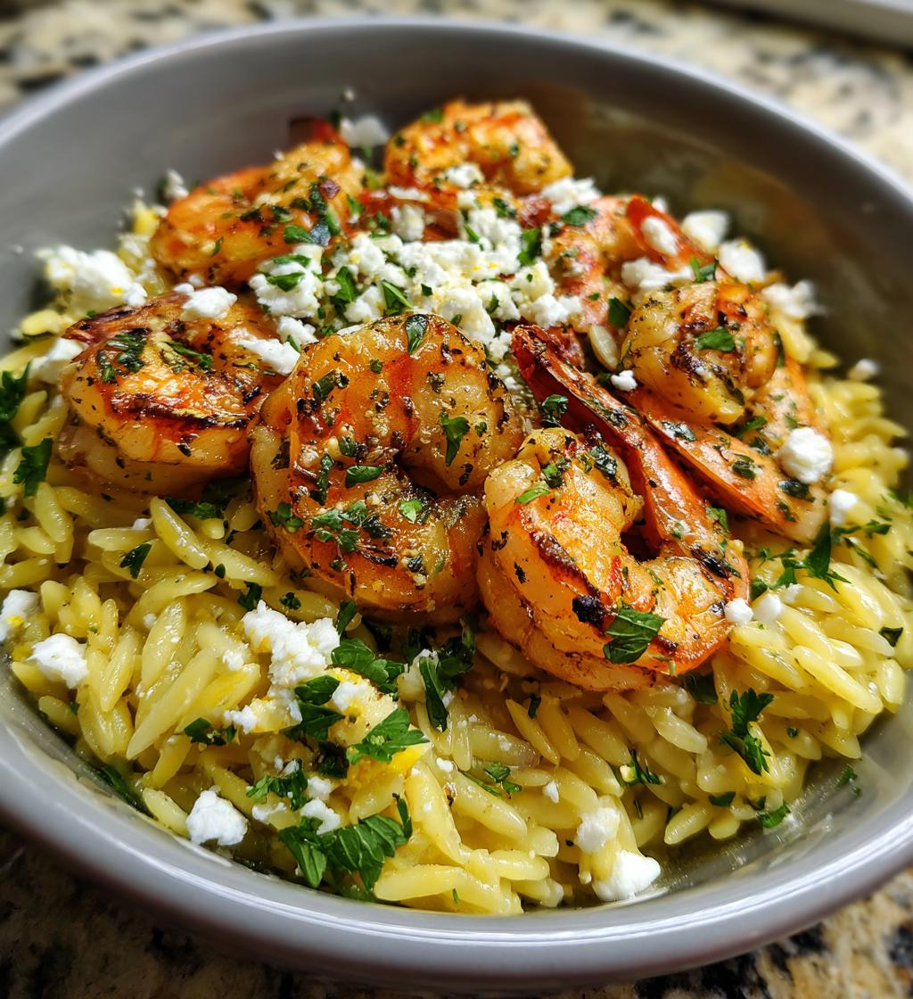 lemon feta orzo roasted shrimp