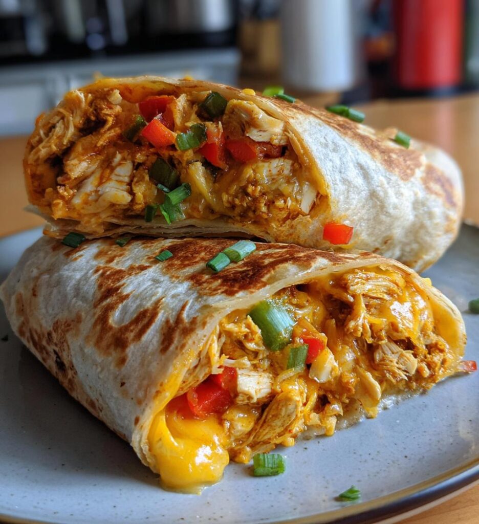 ooey gooey cheesy garlic chicken wraps