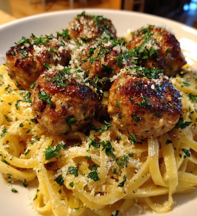 parmesan linguine and garlic butter meatballs