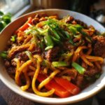 simple black pepper beef udon