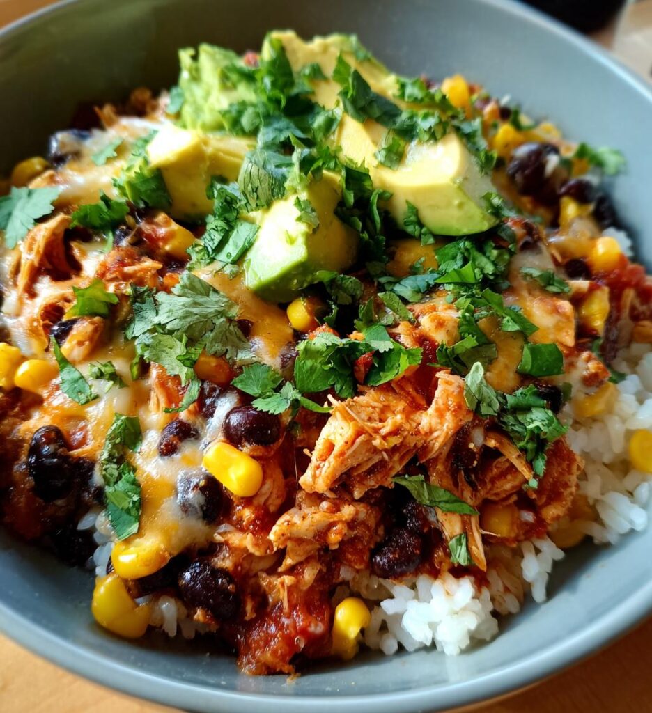 slow cooker chicken burrito bowls