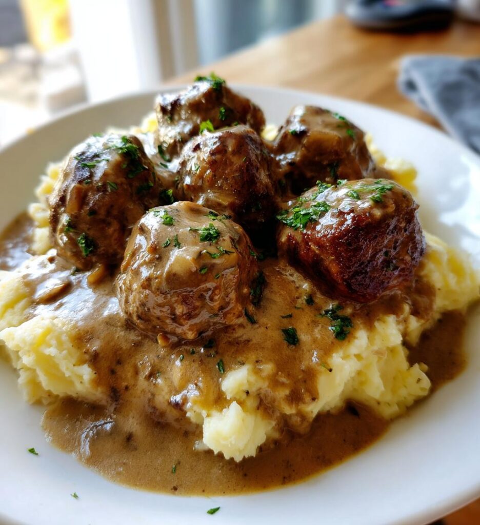 slow cooker salisbury steak meatballs