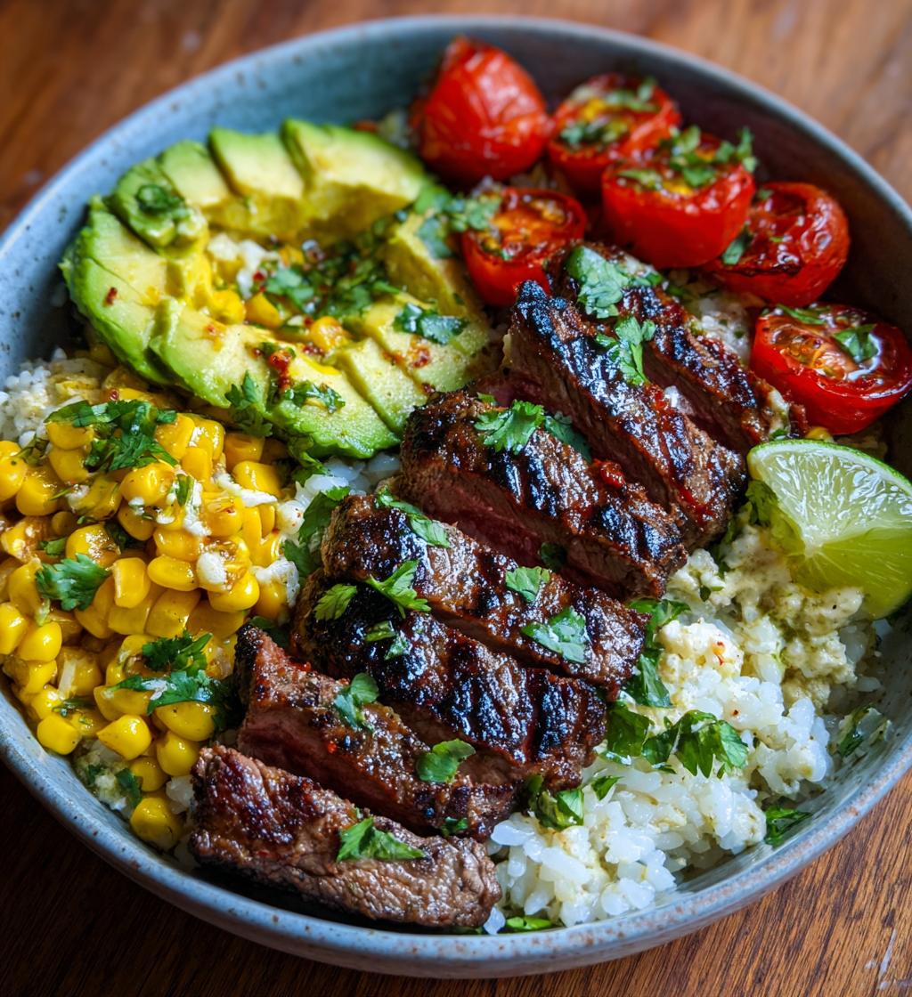 steak avocado corn bowl