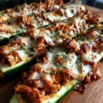 sticky bbq chicken zucchini boats