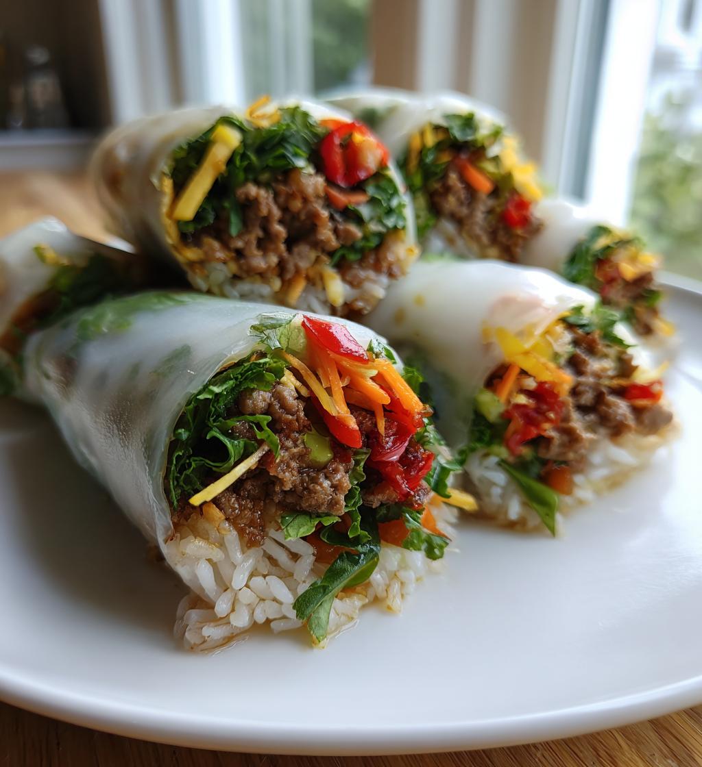 thai basil beef rolls
