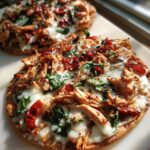 tuscan garlic chicken pita pizzas