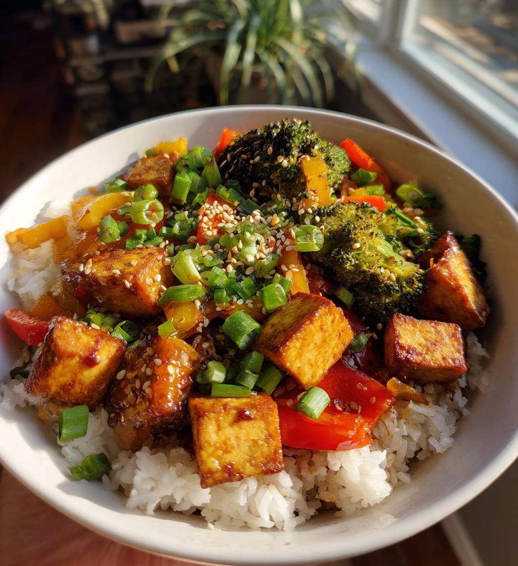asian tofu rice bowls
