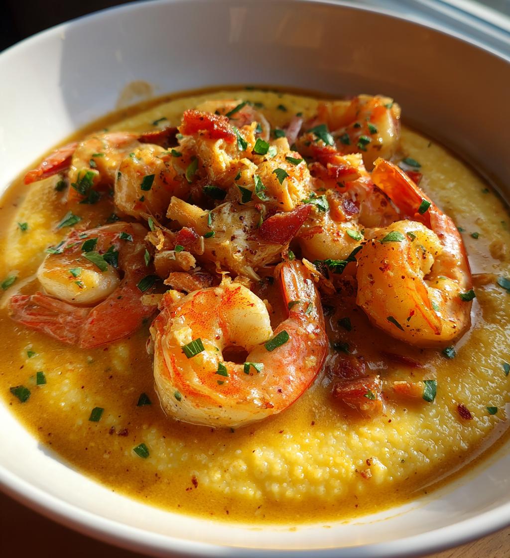 charleston shrimp and grits with crab gravy