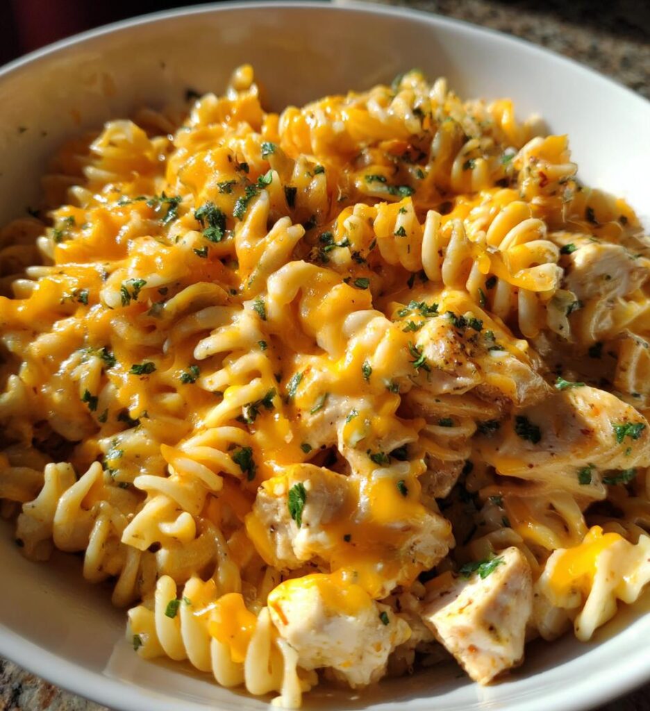 cheesy cajun garlic chicken rotini skillet