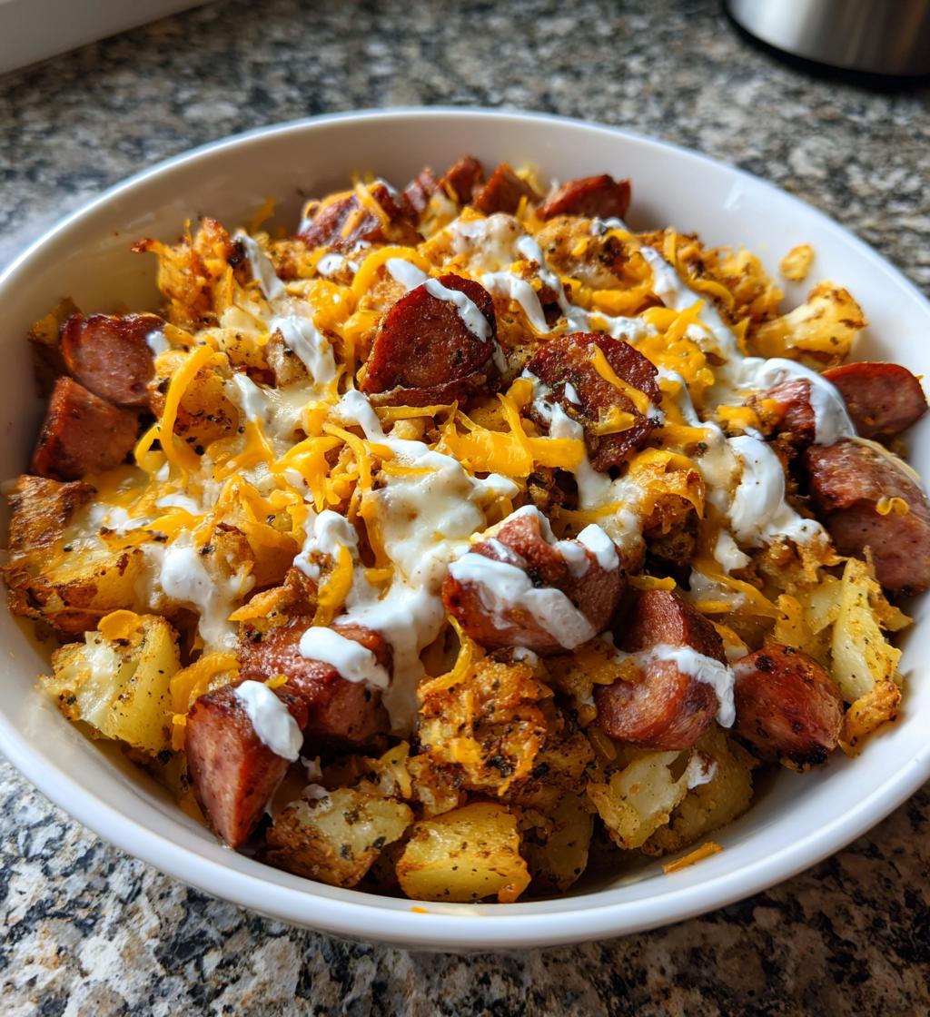 cheesy ranch potatoes and smoked sausage