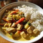 chicken and vegetable curry with rice