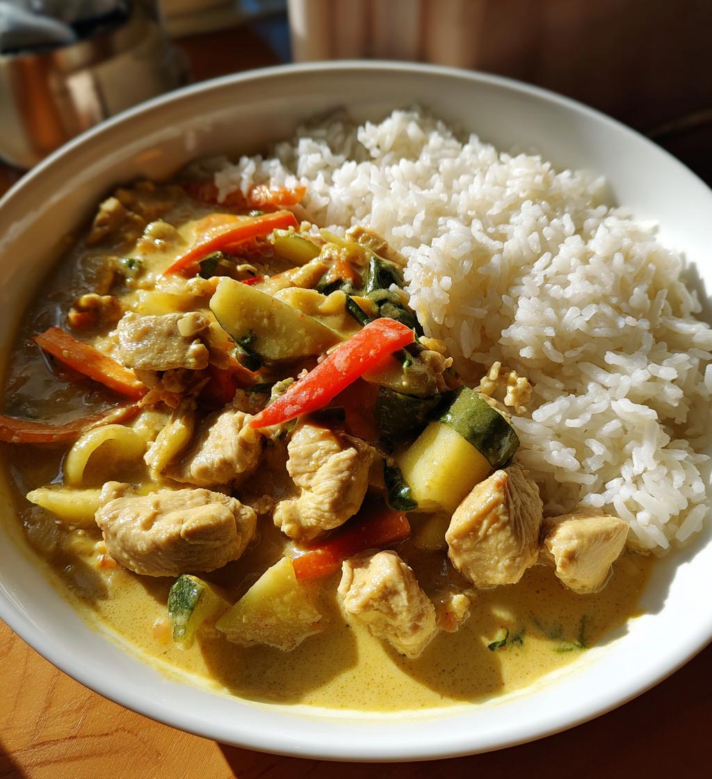 chicken and vegetable curry with rice