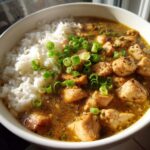chicken in garlic ginger broth with rice