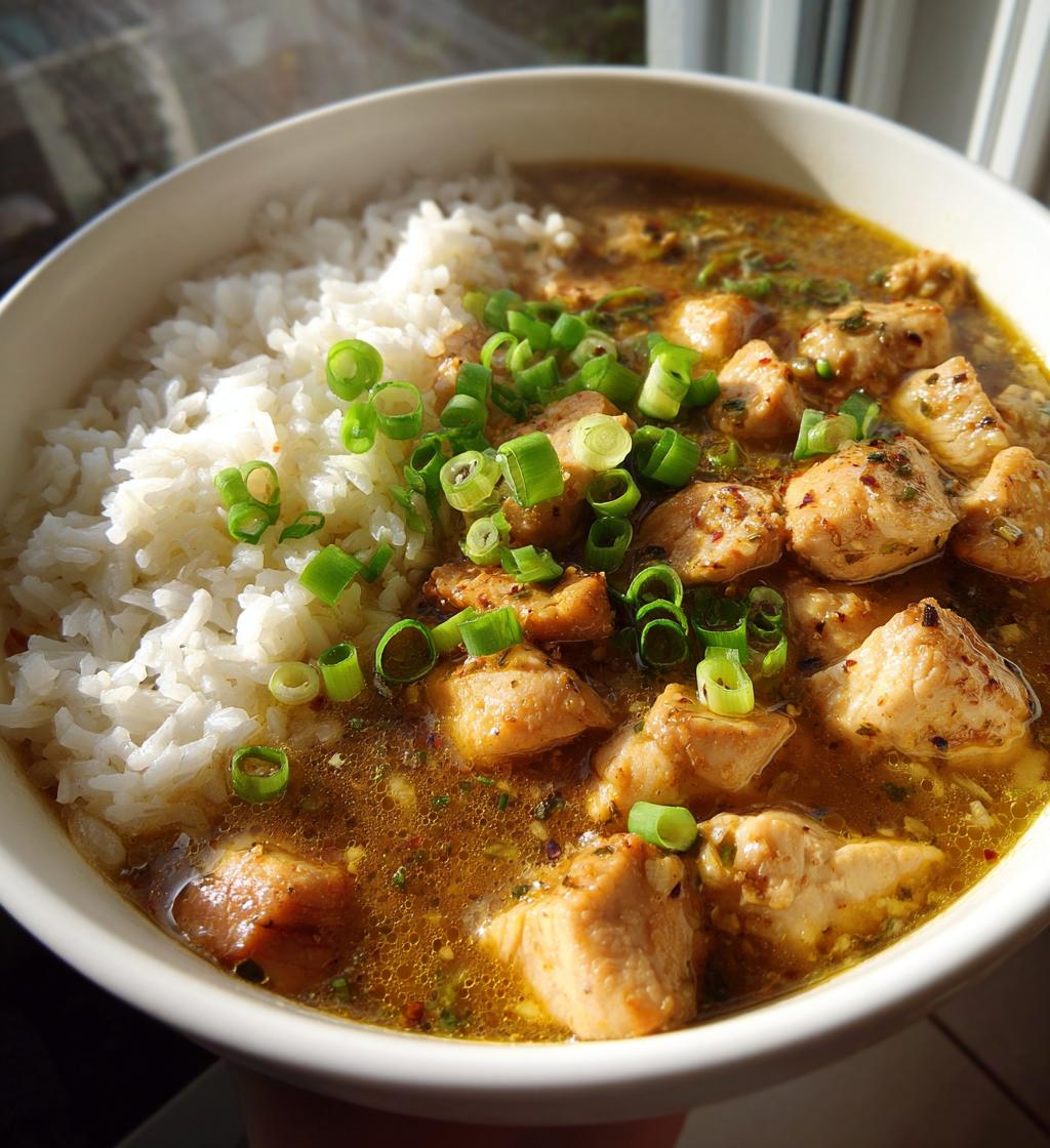 chicken in garlic ginger broth with rice