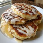 cinnamon roll pancakes with cream cheese glaze