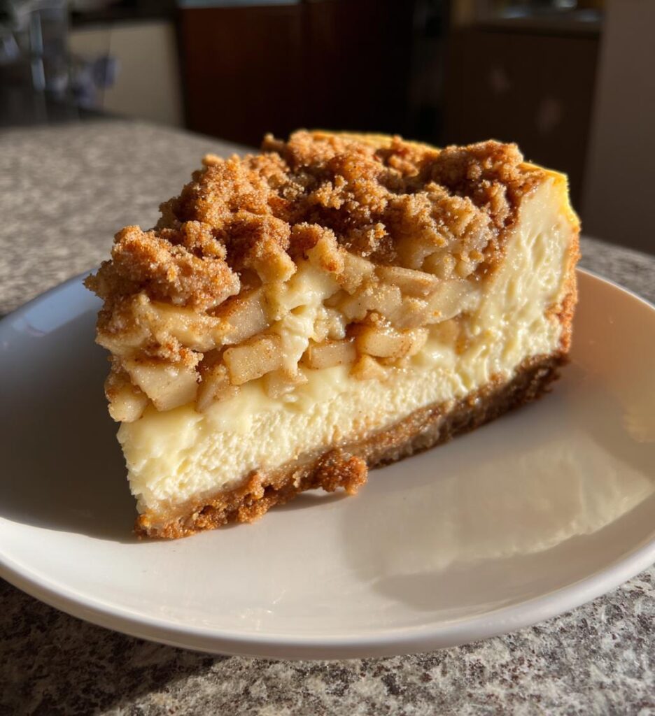creamy apple crumble cheesecake