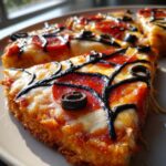 creepy halloween spider web pizza