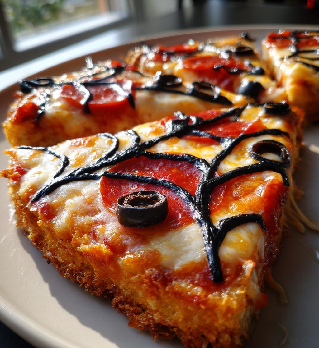 creepy halloween spider web pizza
