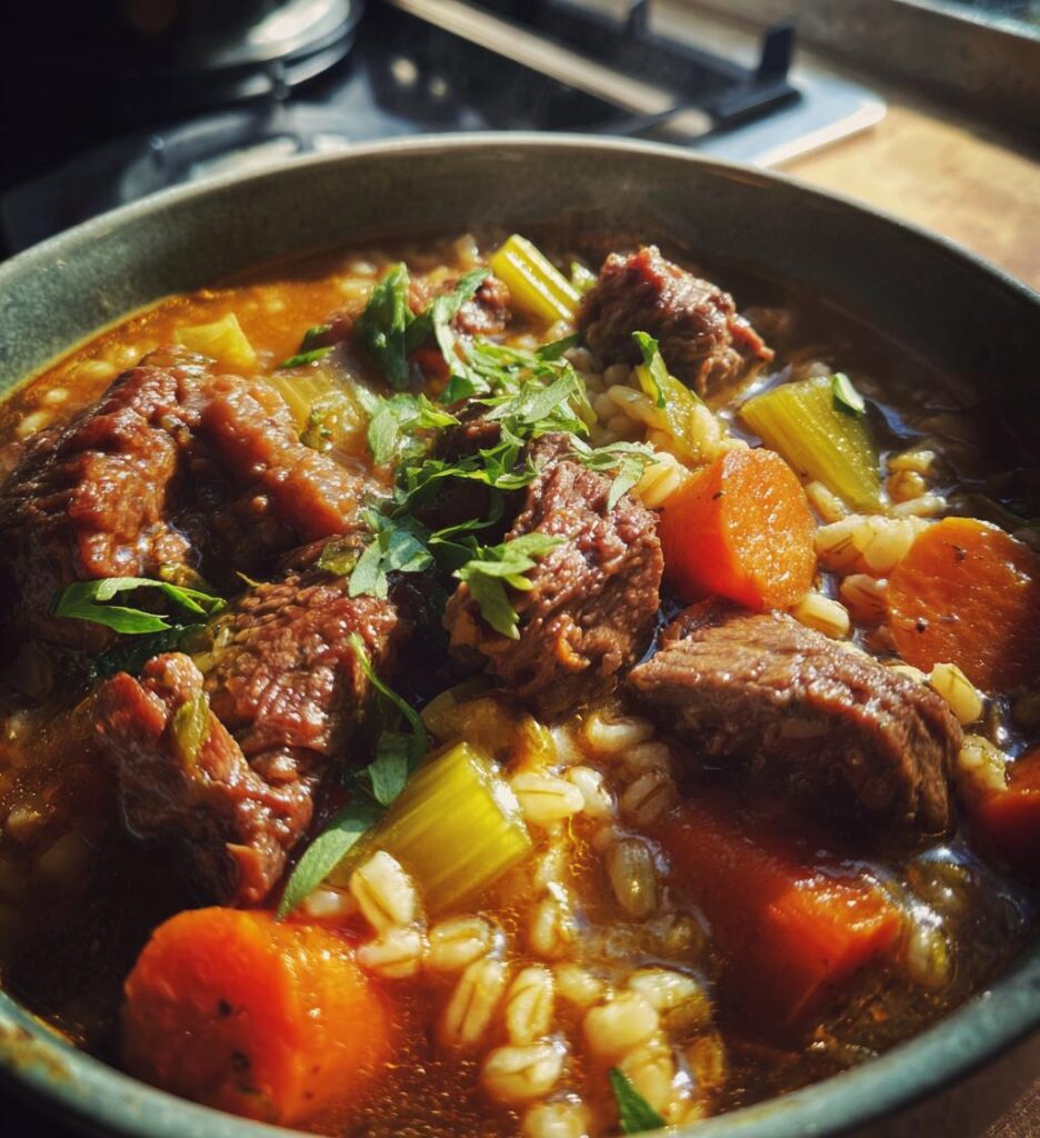 flavor packed crockpot beef barley soup