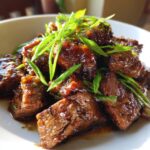 glazed sticky beef bites