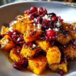 honey roasted butternut squash with cranberries and feta