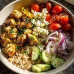 mediterranean chicken and rice bowl