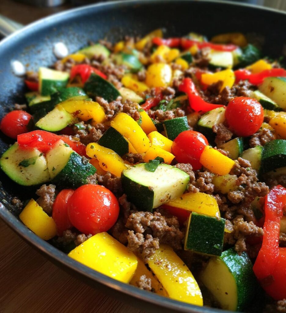 mediterranean ground beef stir fry quick dinner recipe