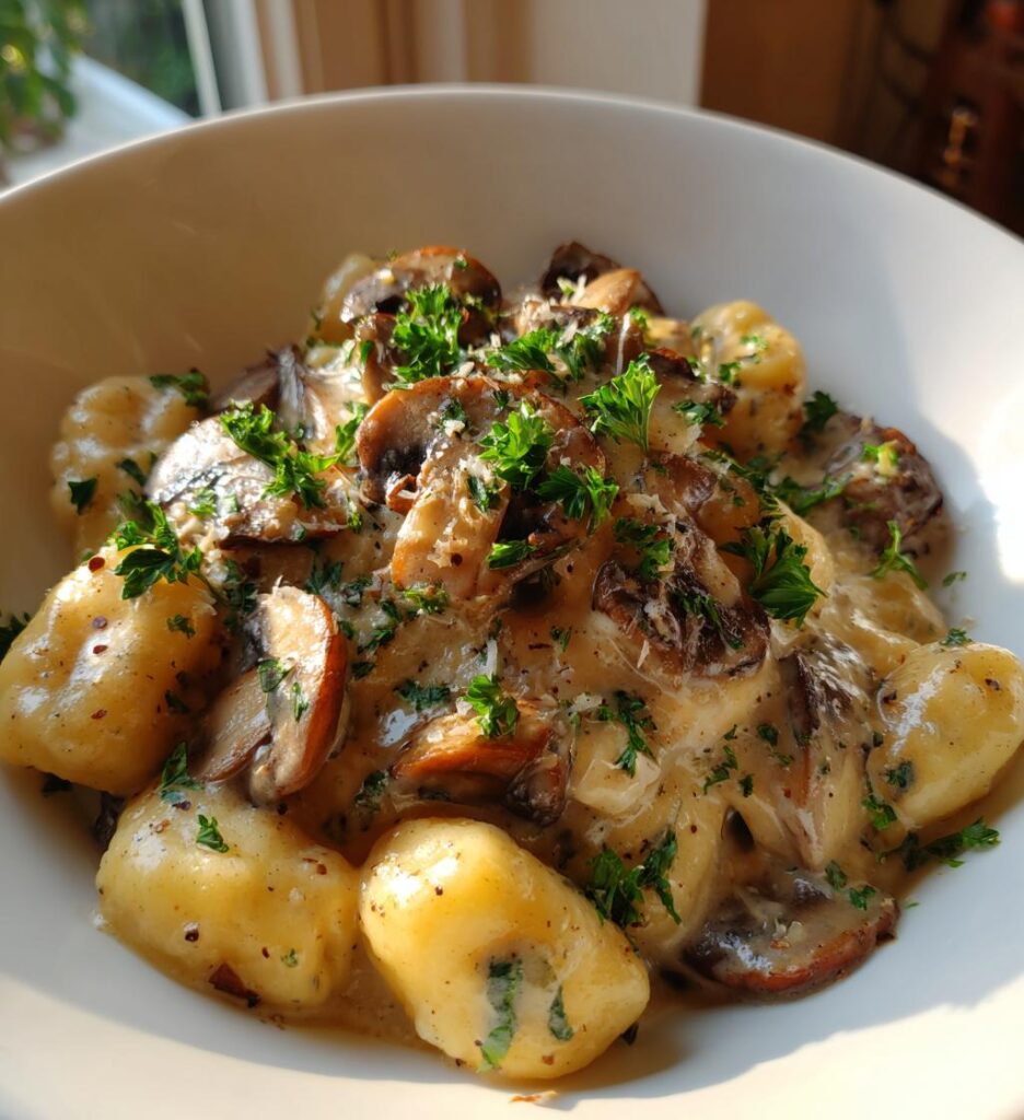 mushroom gnocchi with parmesan cream sauce