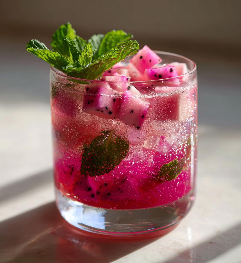 pink dragonfruit pineapple rum fizz recipe
