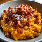 pumpkin risotto with bacon parmesan