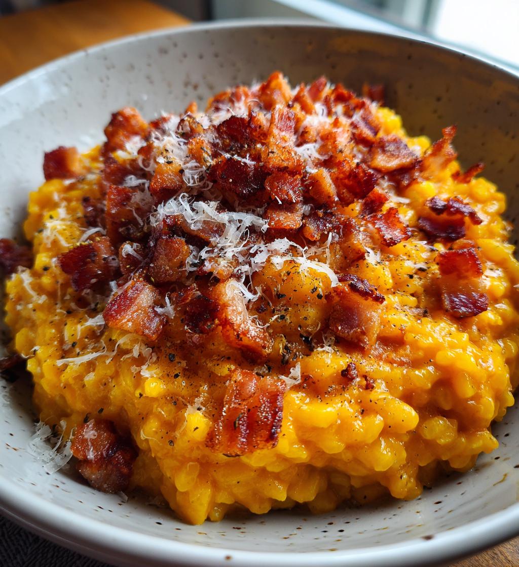 pumpkin risotto with bacon parmesan