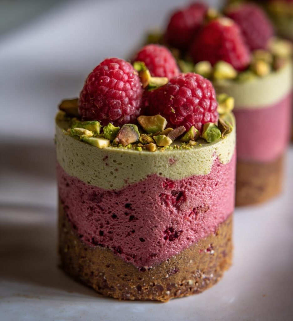 raspberry pistachio mousse cakes recipe