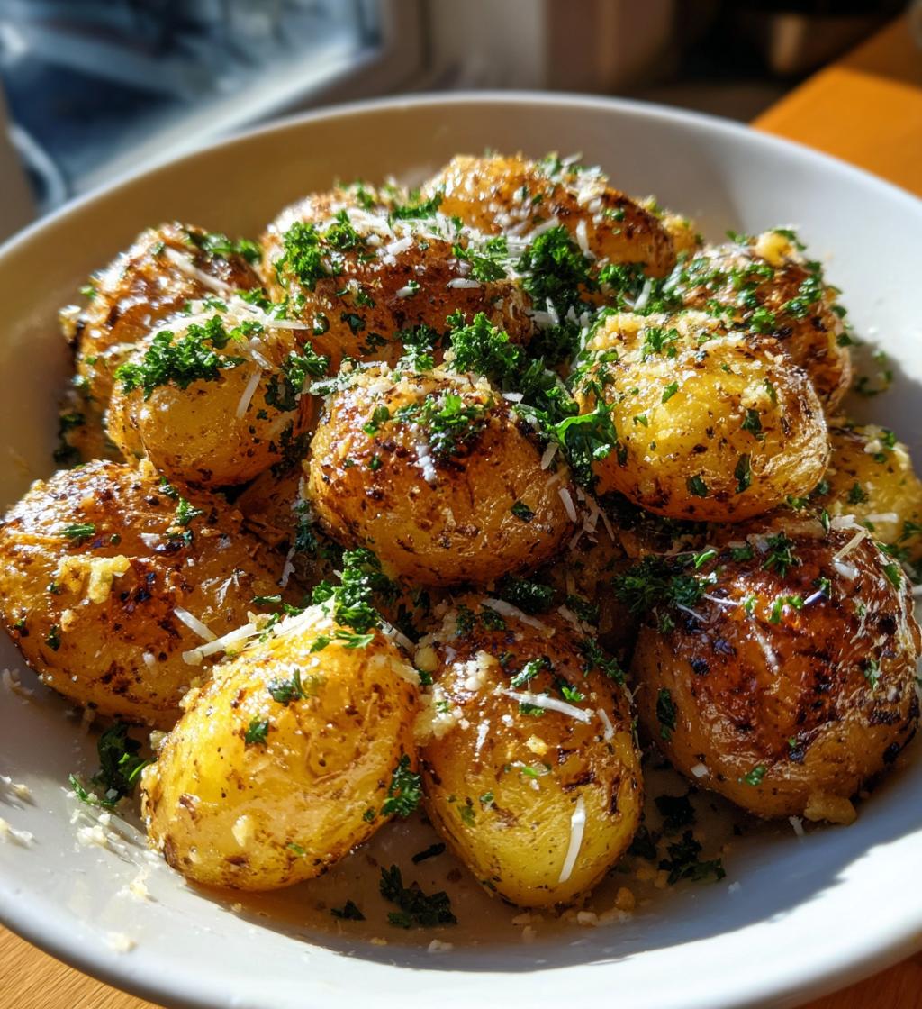 roasted garlic butter parmesan potatoes