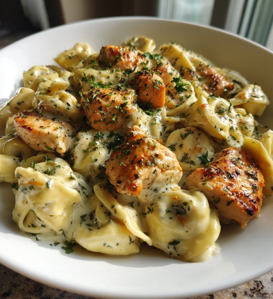 creamy garlic parmesan tortellini with chicken